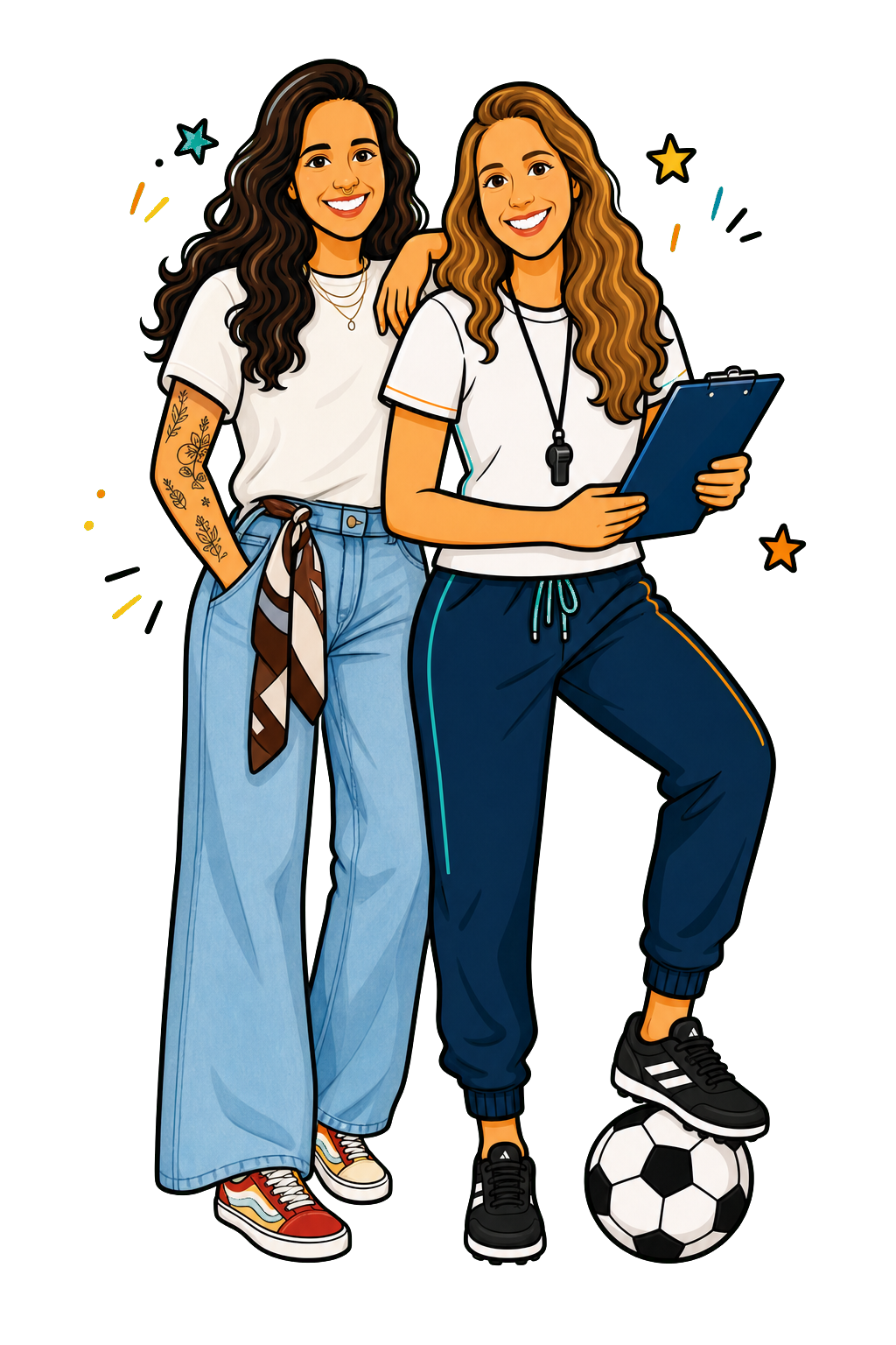 Ilustração das duas criadoras do projeto Apadrinhe um Par.